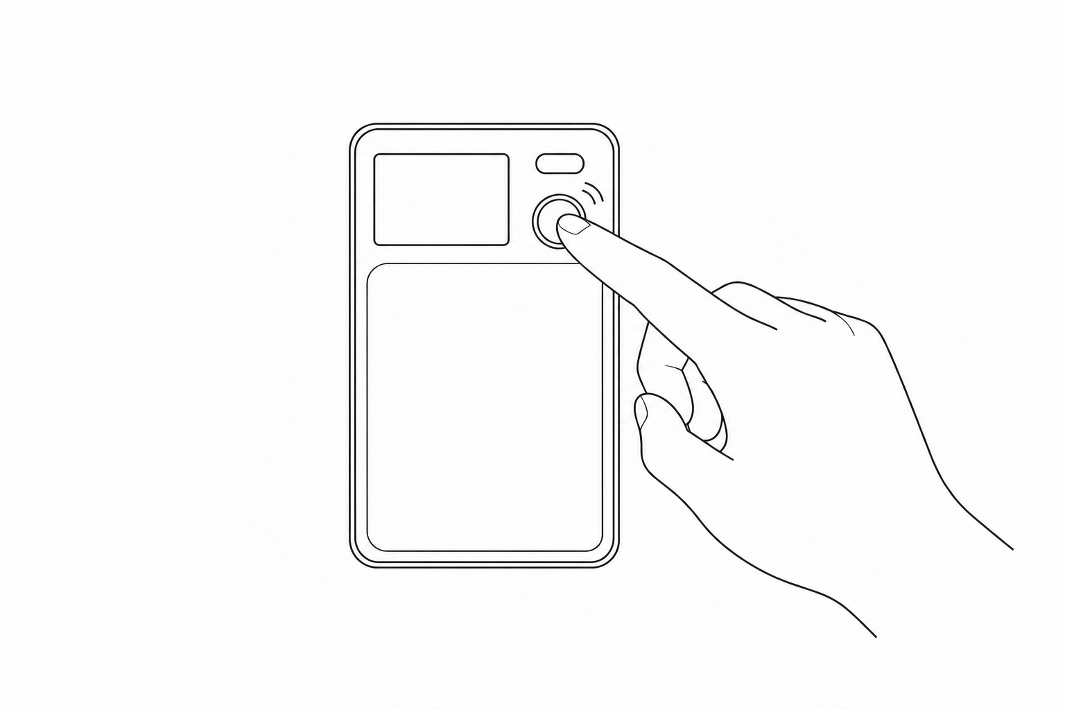 A finger pressing the round record button on AIVIZA Note